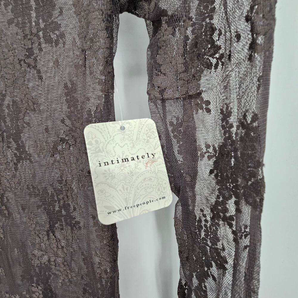Free People Lady Lux Maxi Slip Dress Dark Gull Grey Sheer Lace Layering XS NWT - Picture 8 of 14